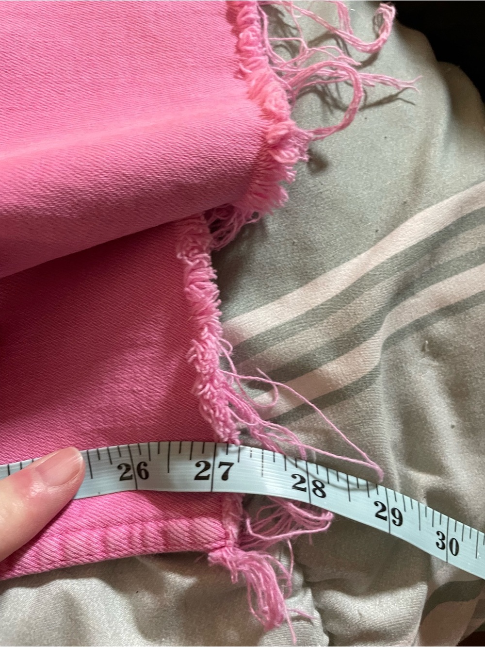 Zara Marine Straight Jean Waist Wide Leg Pink cropped raw hem 6 cotton stretch - Picture 9 of 11